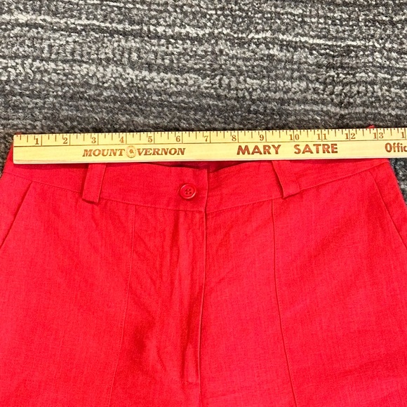 Vintage Libera Mente 100% Linen Wide-Leg Pants Size 0 Ankle Crop IT40 Red - Picture 10 of 15